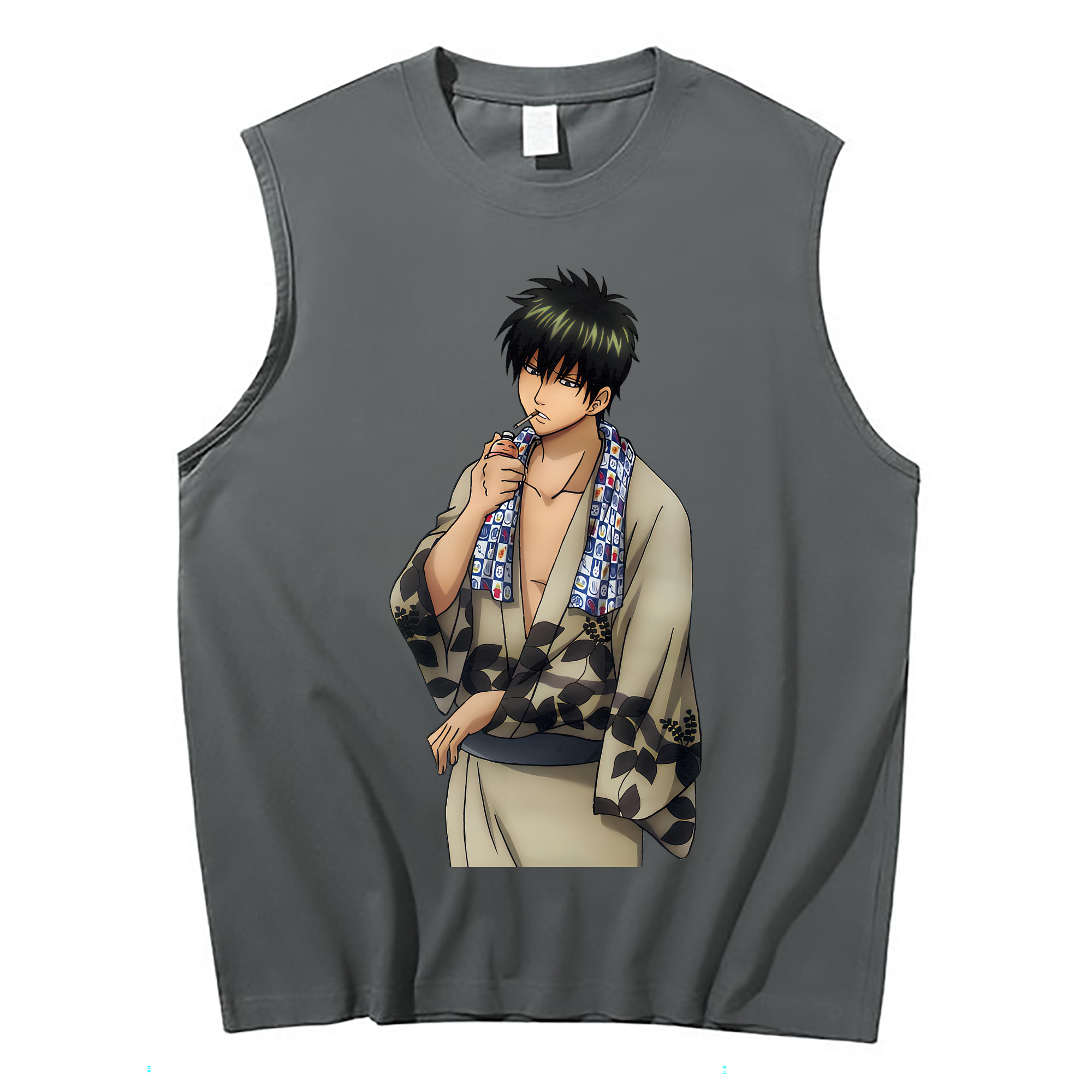 （画像用） ぎんたま 坂田銀時（さかたぎんとき） 神楽 志村新八（しむら しんぱち） GINTAMA Sakata Gintoki Kagura Shimura Shinpachi コットン100％タンクトップ（フロントプリント）